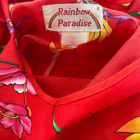 Vintage 60's 70's Rainbow Paradise Hawaii floral summer sun dress M/L - Picture 3 of 4